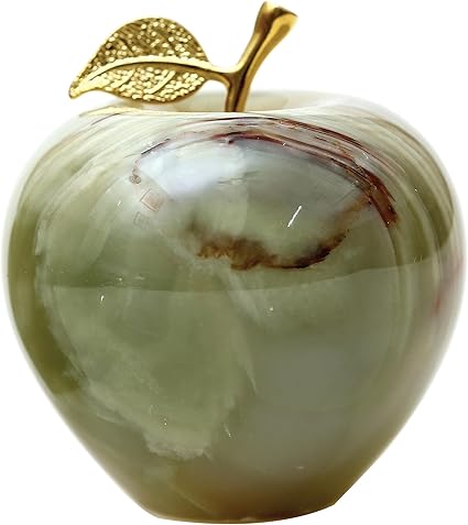 Radicaln Marble Decoration Piece Green Onyx 3" Inch Handmade Apple Paperweight Home Decor – Best for Office Table Decoration & Study Room Decor Paperweight