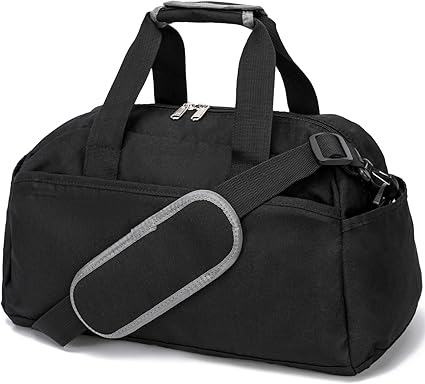 14 inch Small Gym Bag for Women & Men, Mini Duffel Bag for Travel Sports Lightweight Carry On Bag, Black